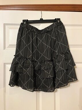 J. Crew Black and White Polka Dot Tiered Skirt
